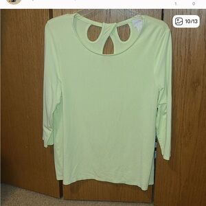 Chicos Dreamy Drops Back-Detail Top Blouse Womens Size 1 US Size M 8 yellow neon